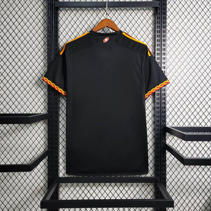 Camisa Roma Away Black 23/24 - Adidas Torcedor Masculina - Lançamento