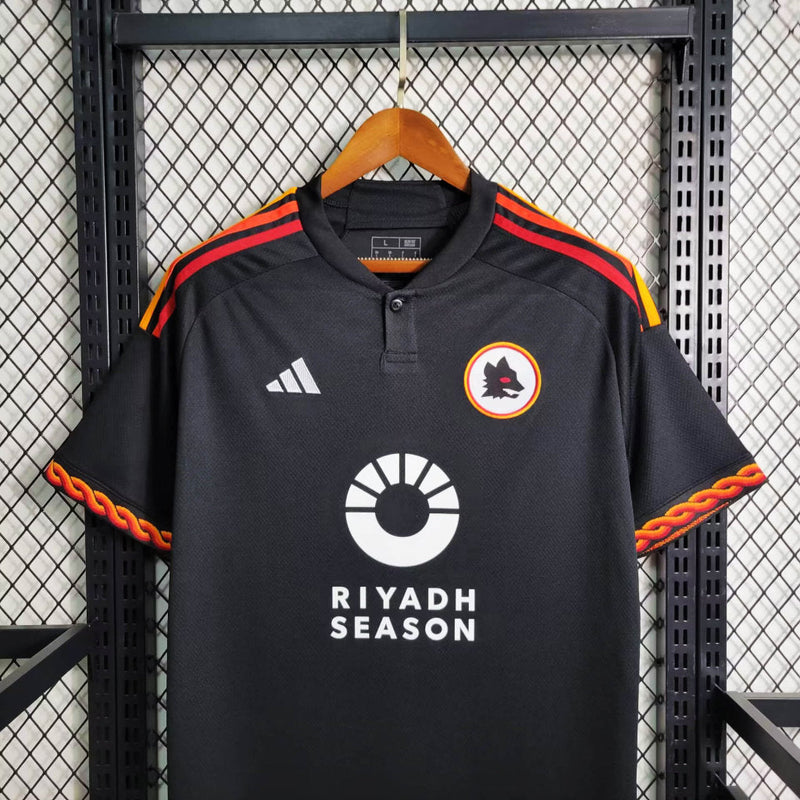 Camisa Roma Away Black 23/24 - Adidas Torcedor Masculina - Lançamento