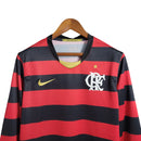 Camisa Retrô Flamengo I 2009 manga longa - Nike Masculina - Vermelha e preta com detalhes em branco e dourado